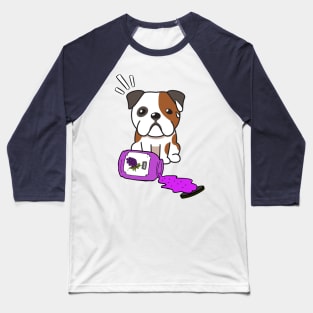 Naughty Bulldog Spills a jar of grape jam! Baseball T-Shirt